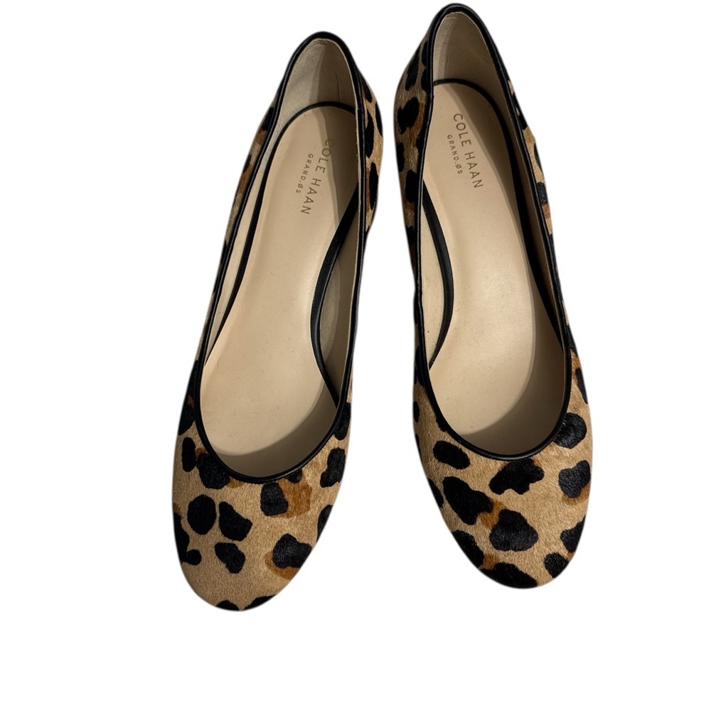 Cole Haan Leopard Print Lesli Calf Hair Heels - Picture 2 of 6